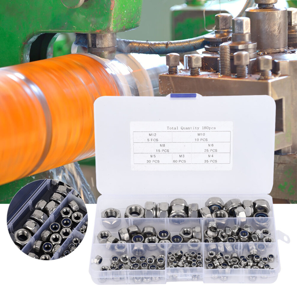 Stainless Steel Locking Nuts M3-M12 Hex M6-M10 Fasteners Pack 180Pcs Australian 3211362493530