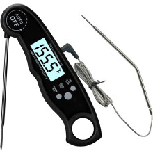 Doppelfühler-Lebensmittelthermometer, schnelle Sofortmessung mit magnetischer Sonde zum Kochen, Temperaturskala mit Hintergrundbeleuchtung und