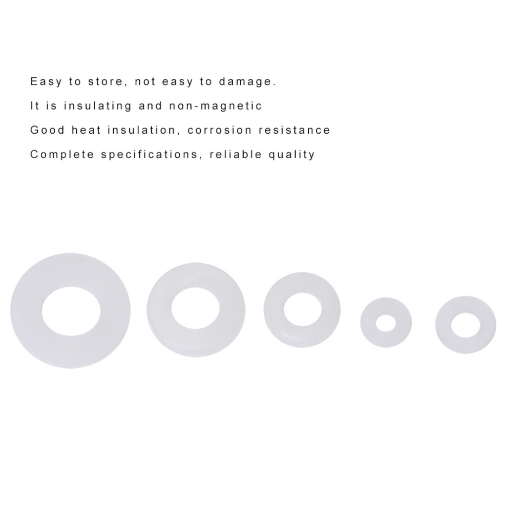 250 Pcs Nylon Washers White Insulated Gasket Kit M2-M6 Corrosion Resistant 9481362493500