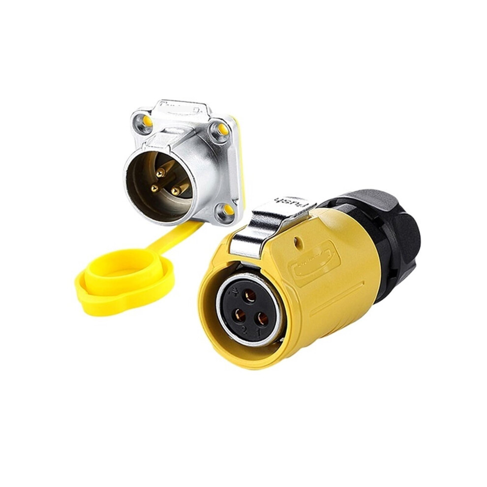 Lp-20 Female Male Waterproof Aviation Plug Socket 3-Pin Yellow Reverse Ip68 Connector Ul(Flange Reverse Installation) 5V Flange Reverse Installation 9067246813147