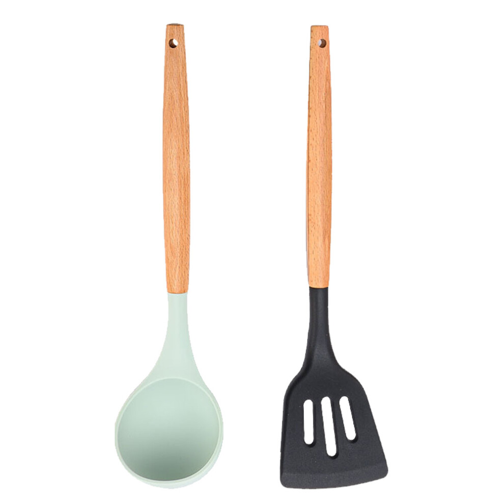 Ergonomic Silicone Spatula for Cooking, Non-slip Texture Handle with Beech Wood Core, Flexible Rubber Turner for Non Stick Pans, Soft Touch Surface Di-image-OPC-PN2Q5DX-NEW
