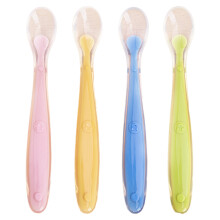 Ensemble de cuillères d'alimentation pour bébé en silicone à embout souple, non toxiques et dotées d'une poignée ergonomique, idéales pour les