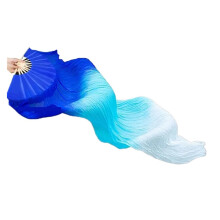 Belly Dance Performance, Long Silk Fan, Double-sided Silk Dance Props for Belly Color 2 Right hand