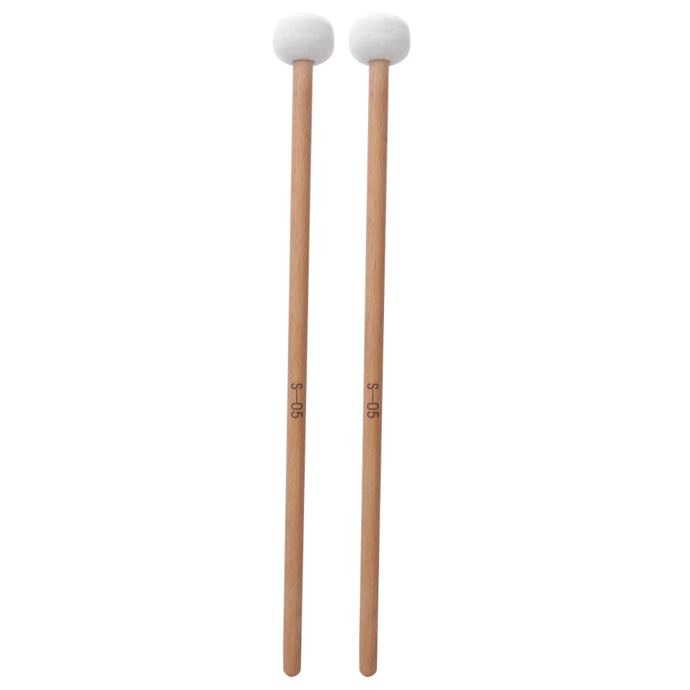 2Pcs White Felt Drum Mallet Hammer for Timpani Snare Drum