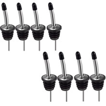 Set di 8 beccucci versatori per liquori, in acciaio inossidabile, per un versamento controllato e preciso, con coperchio integrato per igiene e
