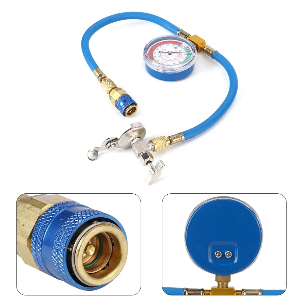 A/C R134a Refrigerant Recharge Kit With Gauge, Brass Hose, 250G 8471362500040