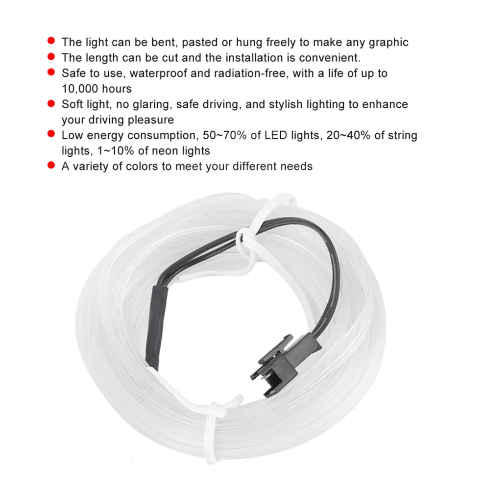 Car Interior Led Strip 4M - 9 Colors Cold Lamp Auto Decoration Light 4111362500193