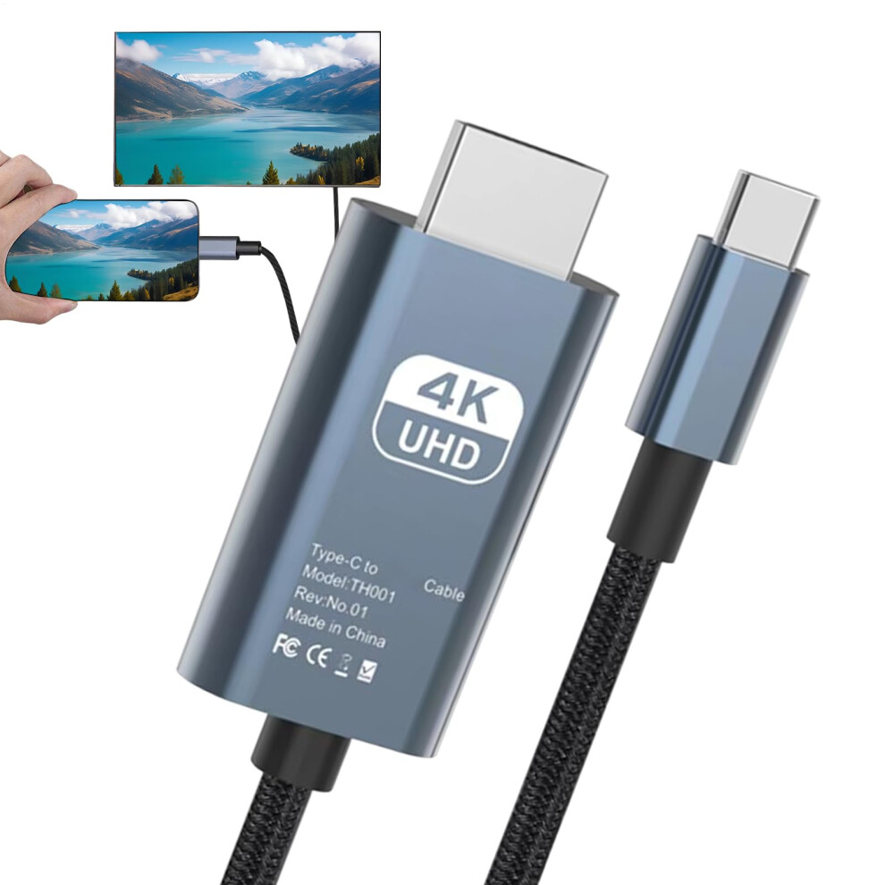 Type C To Hdtv Cable | 4K60hz Digital Hdtv Adapter - Projector Connector, Cell Phone Converter Cord, Tv Supplies For Phone Monitor 9339159304853