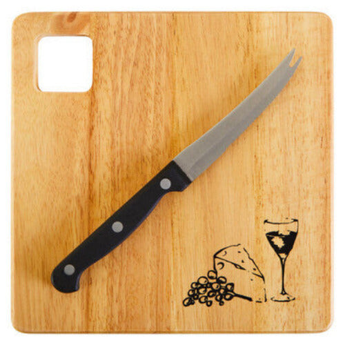 Rubberwood Cheese Board And Knife Set 1