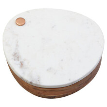 Premier Housewares White Marble/Wood Cheese Knife and Board Set