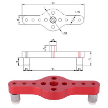 Aluminiumlegierung-Lochmarkierer-Set mit 3 Bohrhülsen, DIY-Holzbearbeitung Werkzeug in Rot