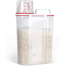 Contenedor de almacenamiento de arroz, contenedor hermético para alimentos secos de 2 kg con diseño que ahorra espacio, contenedor de plástico
