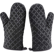 Silikonbeschichtete Ofenhandschuhe aus flammhemmendem, gestepptem Baumwollgewebe mit verlängerten Ärmeln zum Schutz der Unterarme, ideal für alle