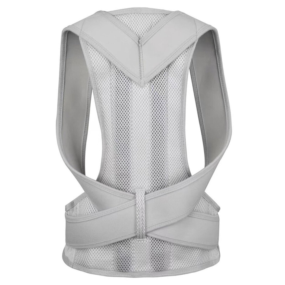 Grey Adjustable Unisex Posture Brace, Back Support Belt For Hunchback Correction, Spine And Clavicle Alignment, Stop Slouching(L) L