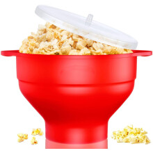 Výrobník zdravých pochutín, popcorn do mikrovlnnej rúry so vstavanou odmerkou, skladacia silikónová miska pre úsporu miesta, bez BPA a ľahko