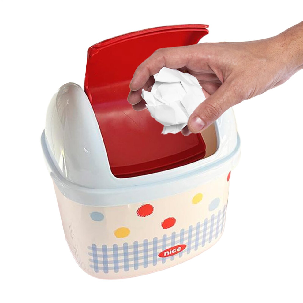 Mini Desk Trash Can, Small Waste Garbage Basket with Lid, Tiny Bin Waste Container for Offices Dorm Kitchen Bedroom Room Indoor Outdoor Countertop Car-image-OPC-PN2QH5R-NEW