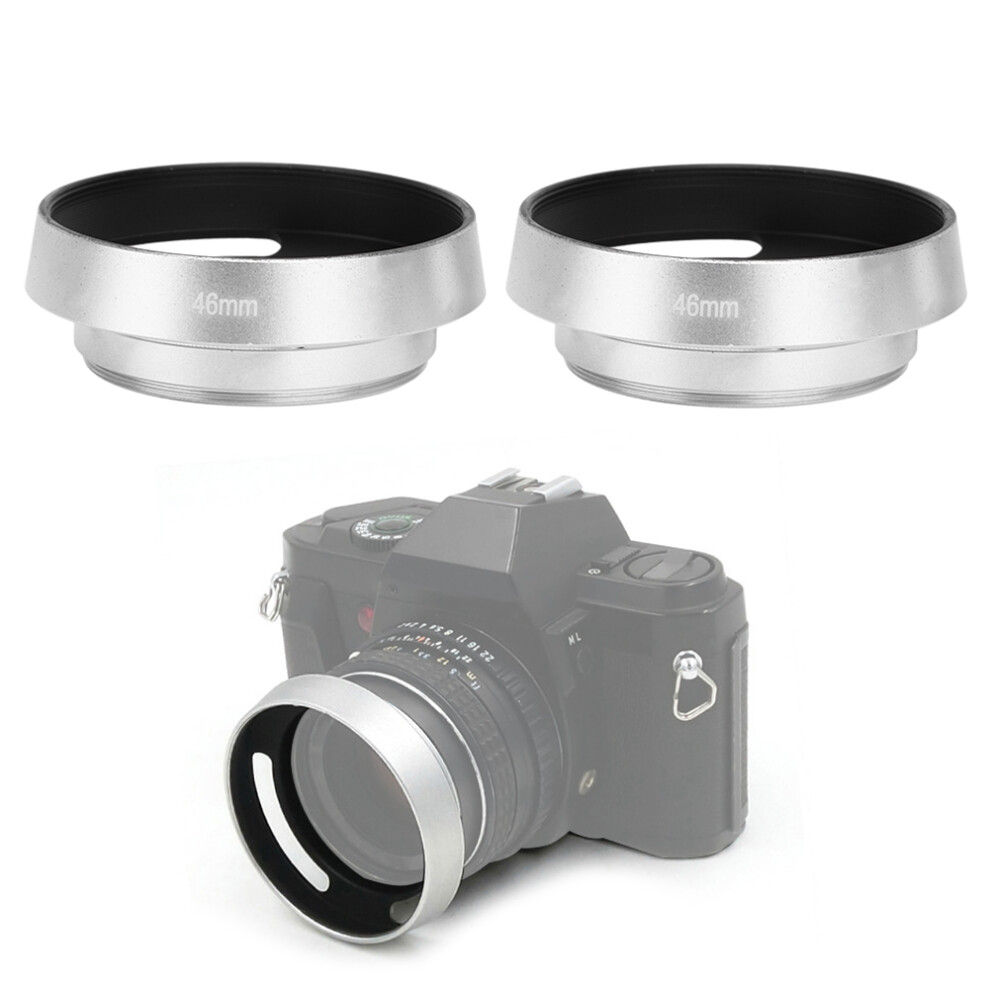 2Pcs 46Mm Aluminium Alloy Hollow Lens Hoods For Camera Silver 4911362508058