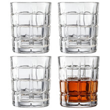 Glasses Lowball Whisky 4 Pcs, Rocks Clear Whiskey Tumblers, Sturdy Crystal Glass Checker, Spirits Cocktails Bourbon for Tumblers Rocks On The