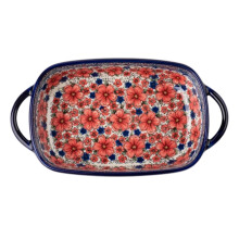 Langt firkantet bagefad i stentøj, Keramik Kalich Håndlavet polsk keramik med retrodesign, ovn- og opvaskemaskinesikker keramikbakke til supper Noo