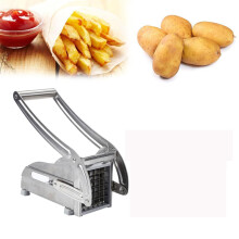 Coupe-frites professionnel, trancheuse à pommes de terre à 2 lames avec système de verrouillage antidérapant par ventouse, lames en acier