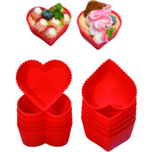Silikon-Backformen für Cupcakes, wiederverwendbare, antihaftbeschichtete, herzförmige Muffinförmchen, hitzebeständiges Silikon-Backform-Set,
