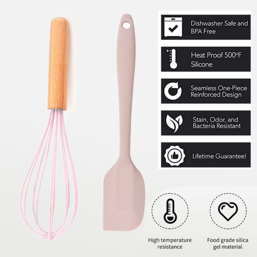 Συρματόσχοινο σιλικόνης Gourmet Kitchen Essential με ξύλινη λαβή που συνδυάζει 2