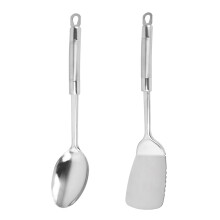 Colher perfurada com cabo resistente ao calor, conjunto de utensílios duráveis em aço inoxidável para servir massas e facilitar o preparo das