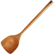Handgefertigter Holzspatel, 38 cm langer Wender aus Naturholz, ergonomisches Design für die sichere Verwendung in antihaftbeschichtetem