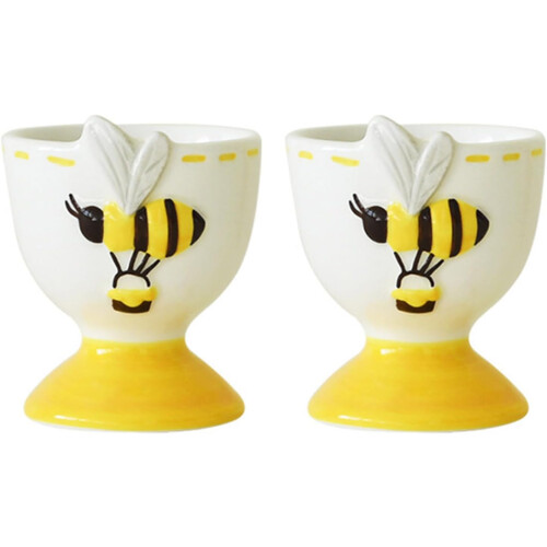 2 Piece Elegant Ceramic Eggs Cup Tray With Bees Embossing Pattern Spring Kitchen Breakfast Tableware Dining Table Decors Ceramic Tableware 1