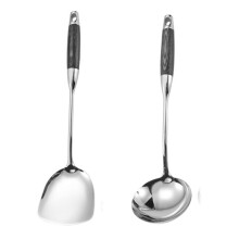 Žiaruvzdorné špachtle, špachtle na wok z nehrdzavejúcej ocele s ergonomickým dizajnom pre domáce reštaurácie, hotely, pikniky, varenie (2 ks)