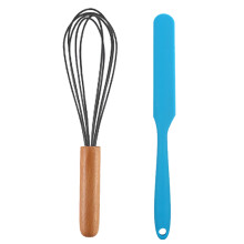 Silikon-Schneebesen mit Holzgriff, vielseitiges Küchenutensil, ergonomisches Design, hitzebeständig, flexibel und robust für antihaftbeschichtetes