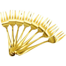 Conjunto de garfos dourados glamorosos, talheres de aço inoxidável, 14 cm de comprimento, resistentes e à prova de ferrugem para uso diário,