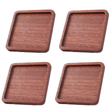 Vassoio quadrato decorativo in legno di acacia, sottovaso in stile contemporaneo con protezione verniciata di alta qualità.