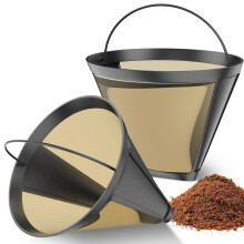 Filtros de café cónicos reutilizables y fáciles de limpiar, extracción de aceite de granos de café con malla fina para cafetera de goteo, mejora