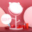 Cute Pink Desktop Mirror with Rotating Function & Cat Ear Makeup Tray 13