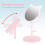 Cute Pink Desktop Mirror with Rotating Function & Cat Ear Makeup Tray 10