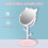 Cute Pink Desktop Mirror with Rotating Function & Cat Ear Makeup Tray 8