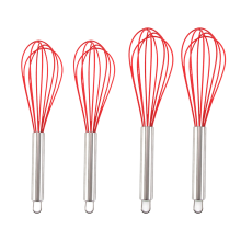 Kratzfestes Silikon-Schneebesen-Set, hitzebeständiger, ergonomischer Griff für vielseitige Verwendung, leicht zu reinigender Edelstahl-Schneebesen,