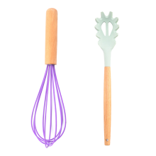 Küchenhandmixer mit Holzgriff, Schneebesen für antihaftbeschichtetes Kochgeschirr, hitzebeständige Materialien mit komfortablem Griff,