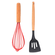Professionelles Küchenutensil, langlebiger, hitzebeständiger Silikon-Schneebesen, Holzgriff für bequemen Halt, BPA-frei, antihaftbeschichtet,