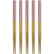 Hashis coloridos e reutilizáveis, feitos de aço inoxidável 304 de qualidade alimentar, com ranhuras circulares antiderrapantes, ideais para