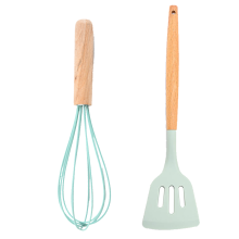 Silikon-Schneebesen für vielseitiges Kochen, hochwertige Materialien, geeignet für antihaftbeschichtetes Kochgeschirr, Holzgriff, hitzebeständig,