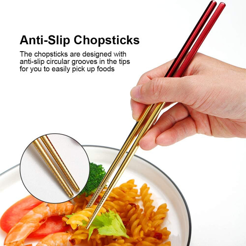 Κομψά Chopsticks από ανοξείδωτο ατσάλι, επαναχρησιμοποιούμενα Chopsticks με άνετη λαβή, 1