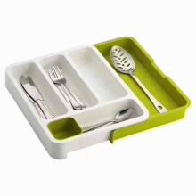 Organizador ergonômico de talheres, bandeja expansível para utensílios em gavetas de cozinha de diversos tamanhos, compartimentos com marca para