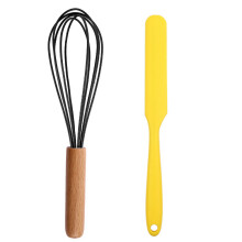 Küchenbesen aus Silikon mit Holzgriff, ergonomischem Design, Antihaftbeschichtung und robusten Edelstahldrähten – ein Geschenk, das dem Koch