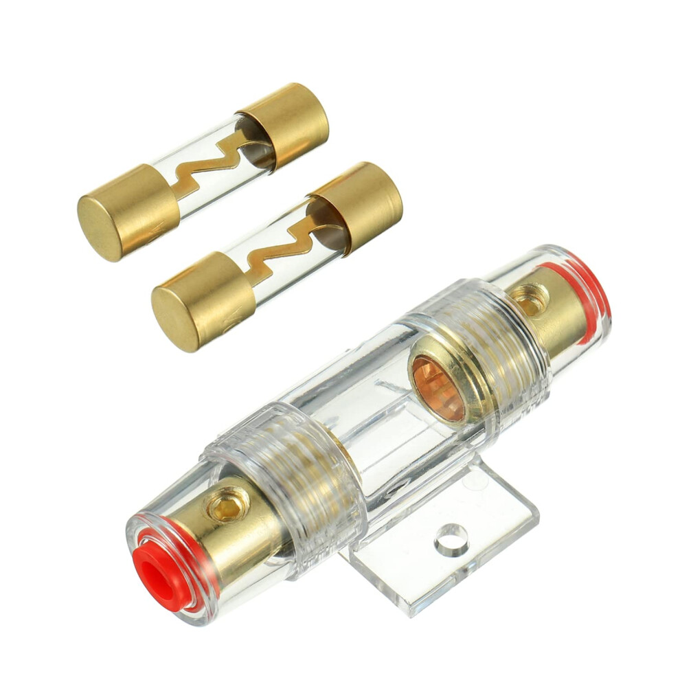 Agu Fuse Holder Inline Gold Plated With 2 Pcs 50A Agu Fuse For Automotive Audio Power Safety Protection (50A) 9067246819422