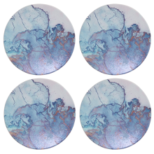 Absorbent Stone Coaster Set, Ceramic Stone With Cork Base For Liquid Ink Water Fluid Design, Perfect For Office Or Living Room, Easy To Clean (4)