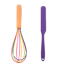 Kitchen Maestro Silikon-Schneebesen mit ergonomischem Griff, hitzebeständig, 2-teiliges Küchenwerkzeug zum Kochen und Backen, antihaftbeschichtet,