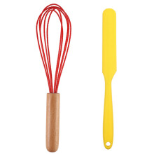 Antihaft-Silikon-Schneebesen mit hitzebeständigem Holzgriff, rostfreier Mehrzweck-Schneebesen zum Backen und Kochen, spülmaschinenfest,