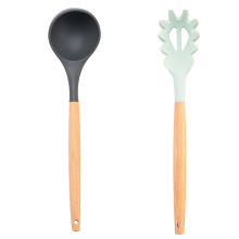 Kitchen Gadgets Utensil Set with Bamboo Wood Handle, Nontoxic Bpa Free Silicone Cooking Utensils for Nonstick Cookware, Healthy & Safe Silicone Tools